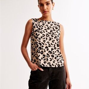 Abercrombie Leopard Print Sleeveless Camisole - Cream/Black